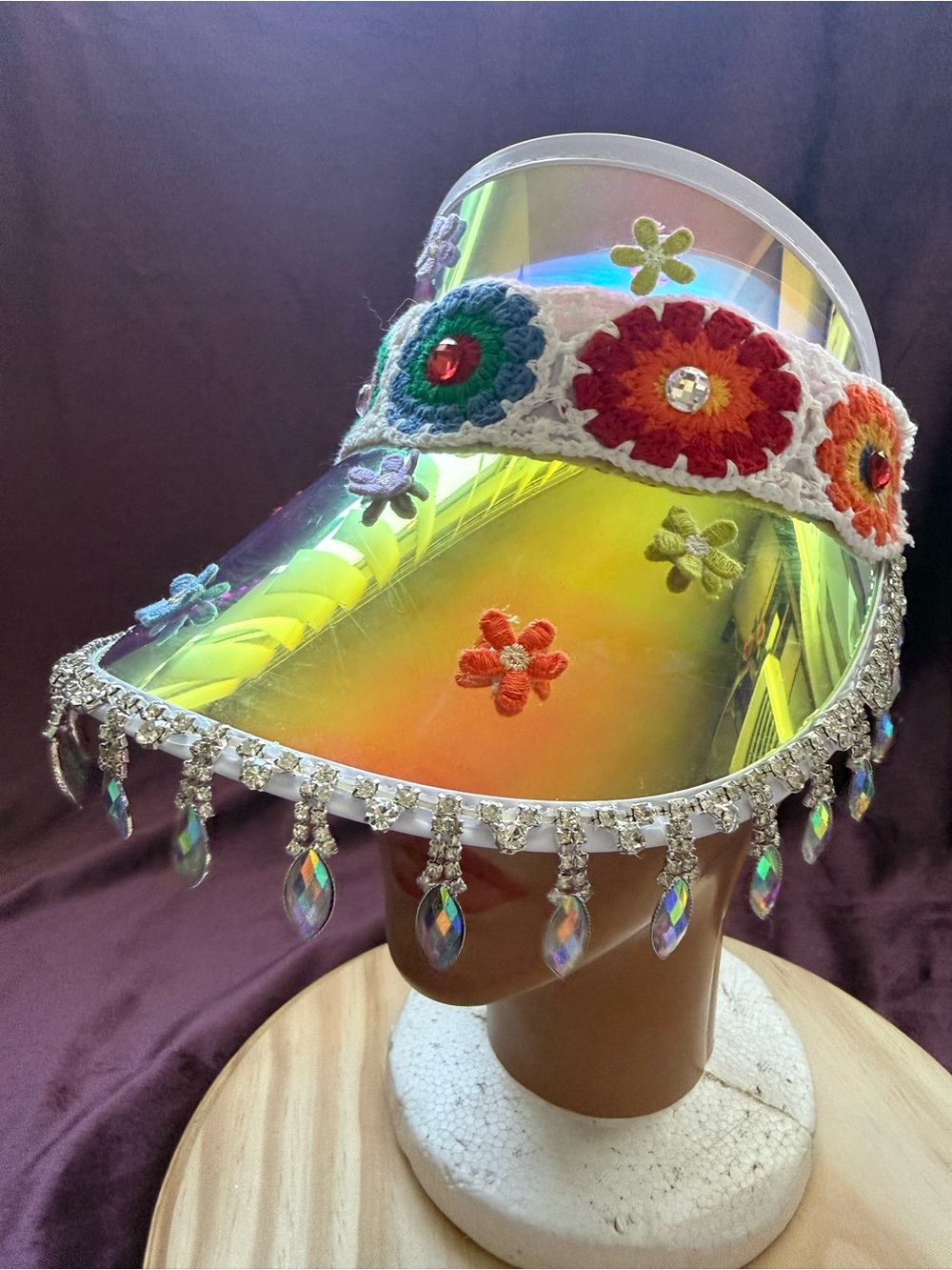 Iridescent Crochet Floral Visor - Picture 3 of 6